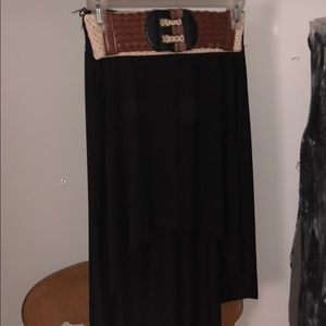 Black, high/low stretchy skirt